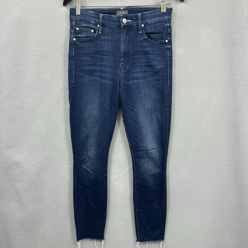 MOTHER High Waisted Looker Ankle Fray Distress Jeans Womens 26 Tongue And Cheek